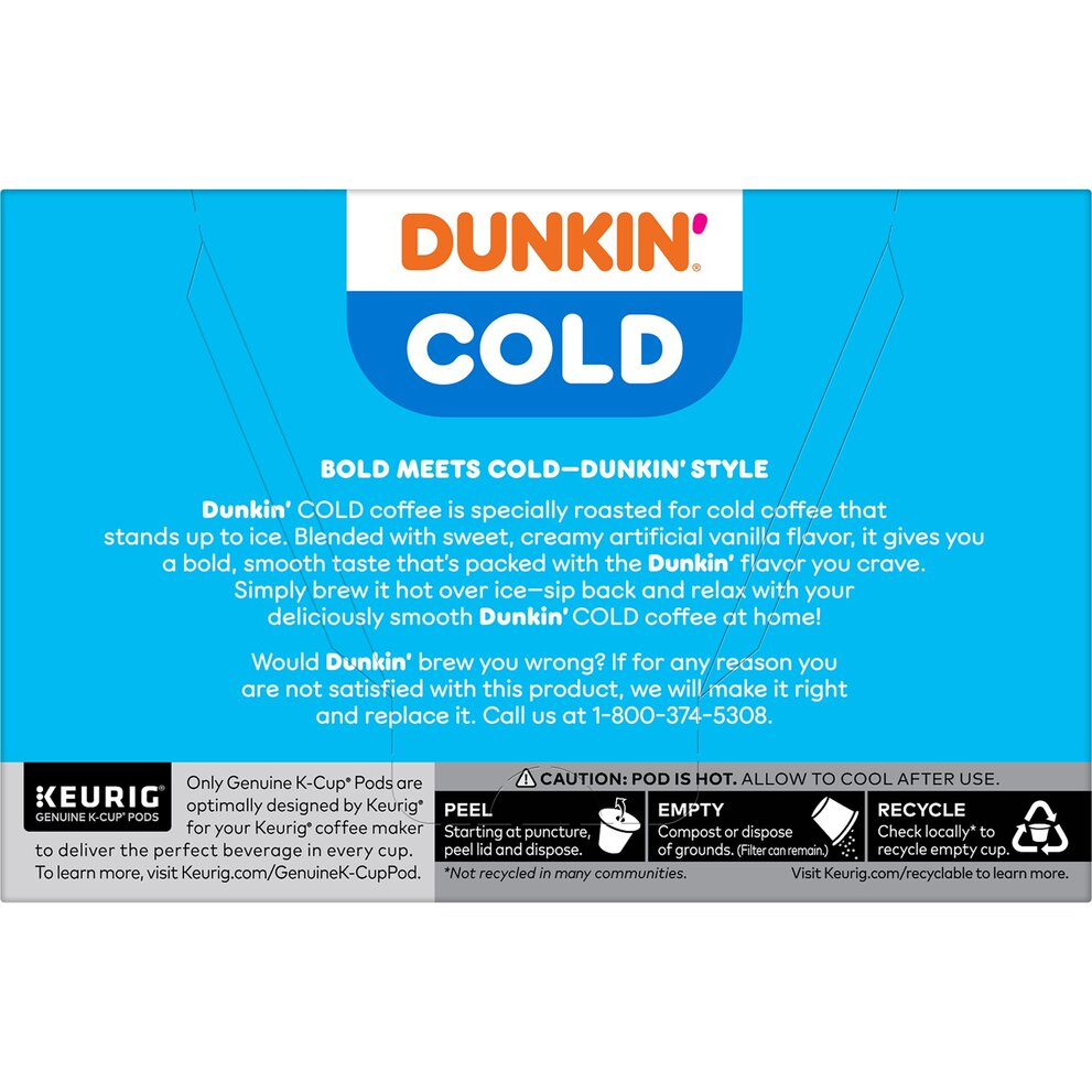 Dunkin’ Cold Iced Coffee, French Vanilla Artificially Flavored K-Cup® pods