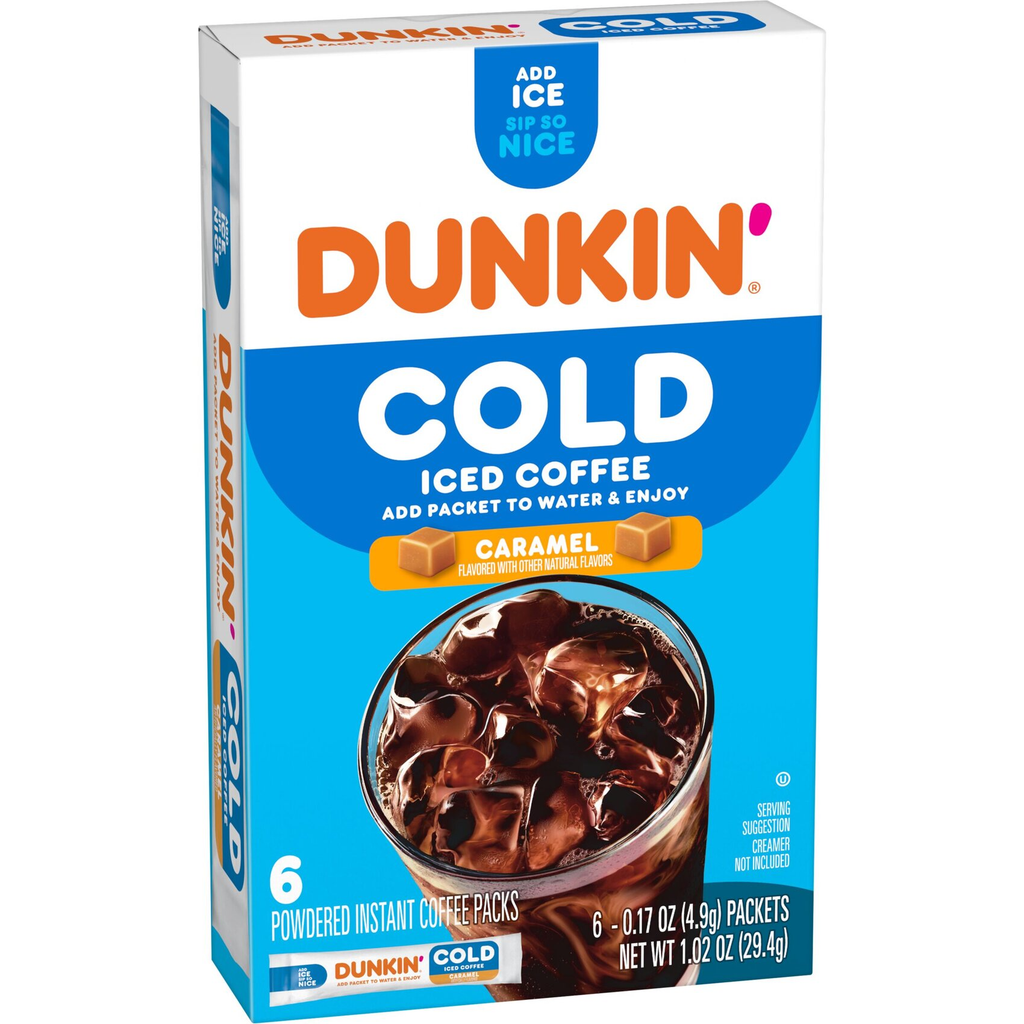 Dunkin’ Cold Iced Coffee, Caramel Artificially Flavored Powdered Instant Coffee Packs