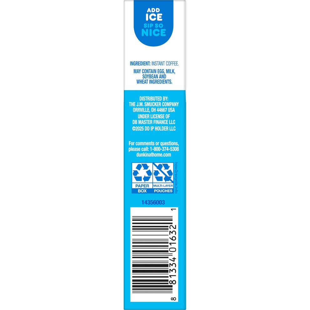 Dunkin’ Cold Iced Coffee, Powdered Instant Coffee Packs